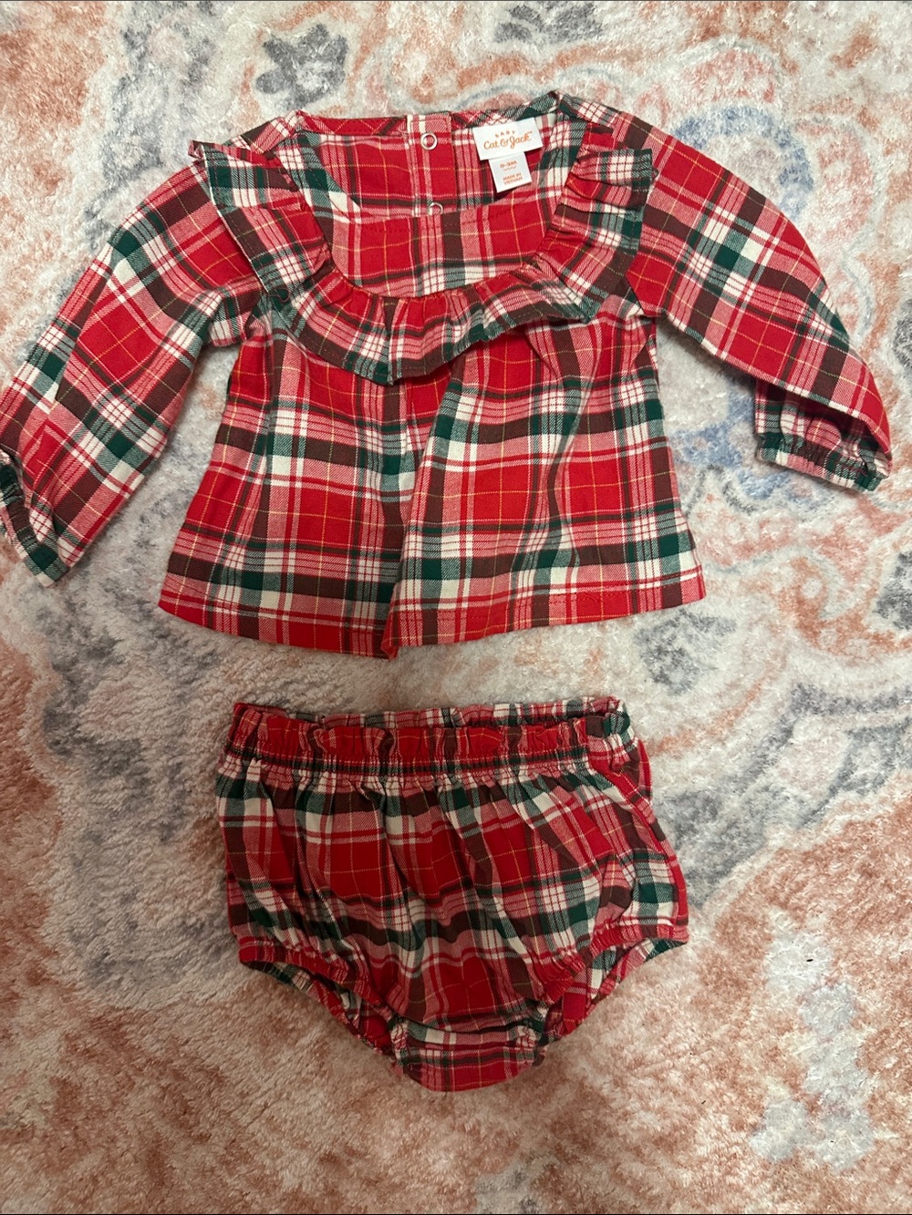 Cat & Jack Red Green Plaid size 0-3 months